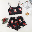 Christmas European And American Thin Pajamas Women's Sleeveless Shorts Milk Silk Simple Casual Two-piece Suit Homewear