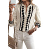 European And American Long sleeve button down Blouse shirt business office Work top for women