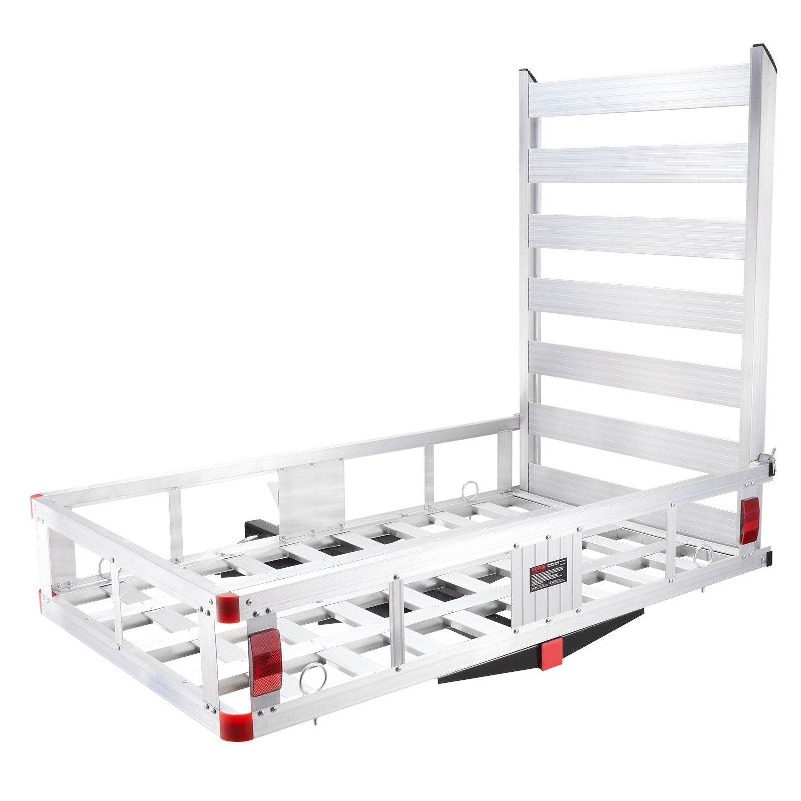 Hitch Cargo Carrier, 500lbs Capacity Trailer Hitch Mounted Cargo Basket, Aluminum Luggage Carrier Rack With Folding Ramp, Fits 2 Hitch Receiver For SUV Truck Pickup Camping