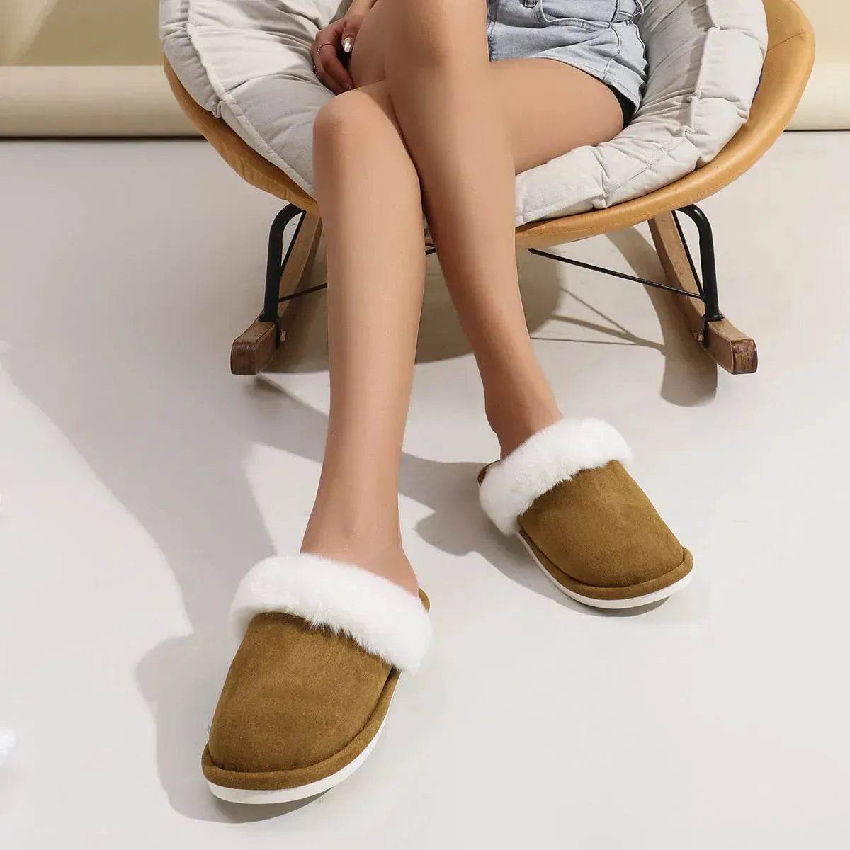 Winter Warm Plush Slippers for Women and Men, Non-Slip Fuzzy House Shoes