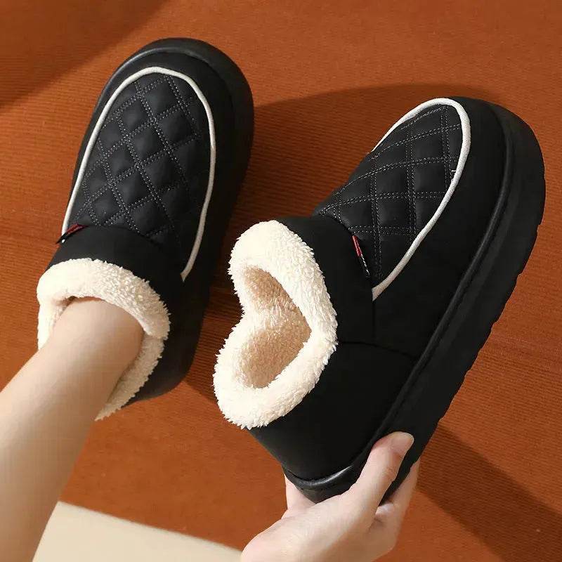 Winter Plush Cotton platform Shoes Warm Thick-bottom Waterproof Home Slippers All-match Indoor Outdoor Garden Shoes For Women