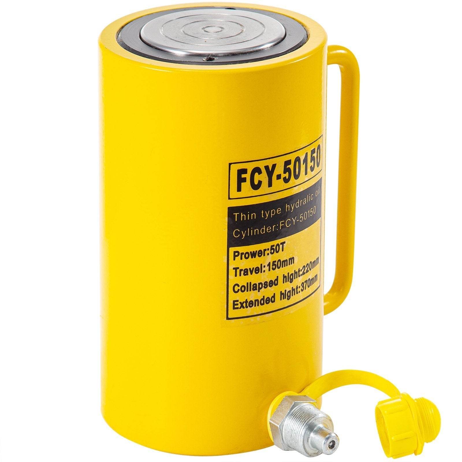 50T 6In Stroke Hydraulic Cylinder Jack Solid Single Acting Hydraulic Ram Cylinder 150mm Hydraulic Lifting Cylinders For Bending, Straightening And Pulling On Trucks, Tractors And Heavy Equipm