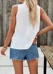 Fashion Sleeveless Top Summer Elegant Pleated  Halter Neck Top for Women Classy High Neck Top