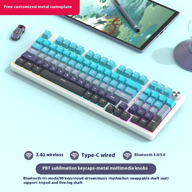 98-Key Wireless Bluetooth Mechanical Keyboard – Triple-Mode Gaming & Office | 30 Styles