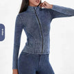 Fashion Slim fit Zipper High neck Denim Jacket for women