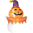 Outsunny 3.4ft Halloween Inflatables Window Sticker Ghost With Orange Face, Blow Up Halloween Decorations Outdoor LED Yard Display, Waterproof