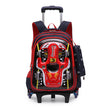 3D Car Trolley Waterproof Kids School Backpack with Wheels – Blue & Red