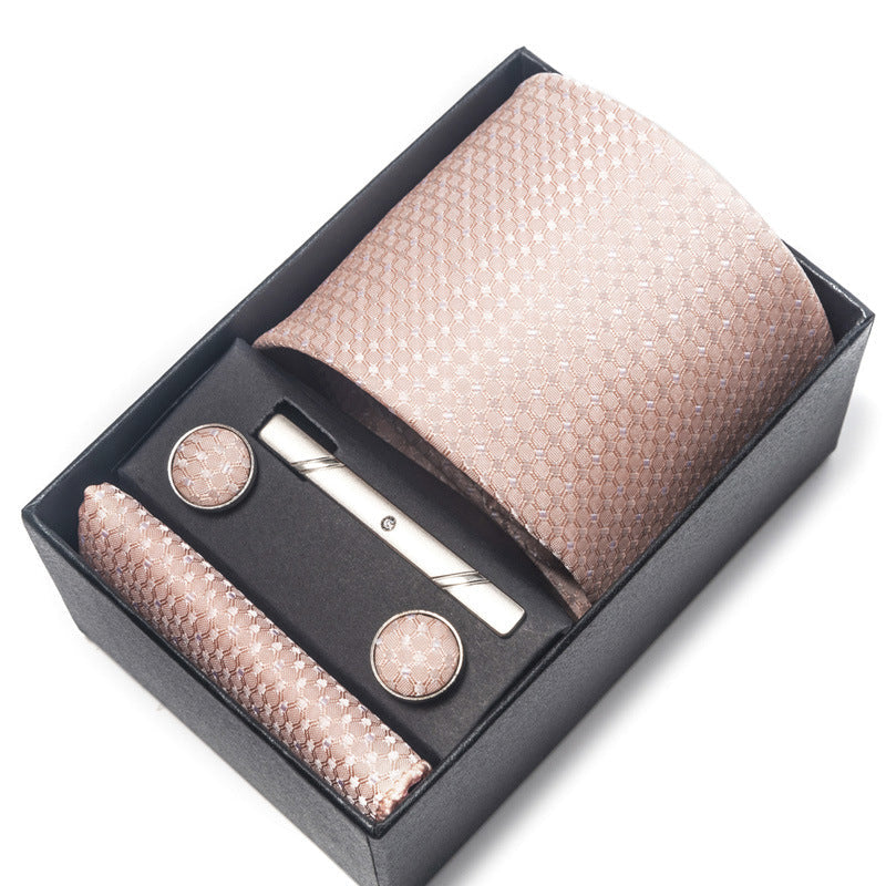 Men's Jacquard Woven Formal Tie Set – Rayon Arrow Necktie with Handkerchief, Tie Clip & Cufflinks | Canada & USA