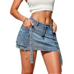 Women's Fashion Y2k Denim Mini Skirt Low Rise Cargo Pencil Short Jeans skirt  Vintage Girls Party Skirt Female Club Streetwear