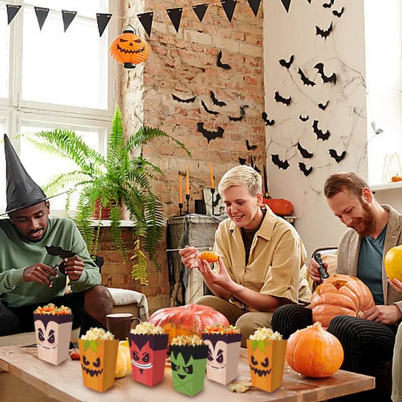 12 Pieces Halloween Popcorn Box Halloween Party Favor Snack Treat Boxes Candy Cookie Container Decorations Gifts For Popcorn Sales Halloween Party Favor Supplies