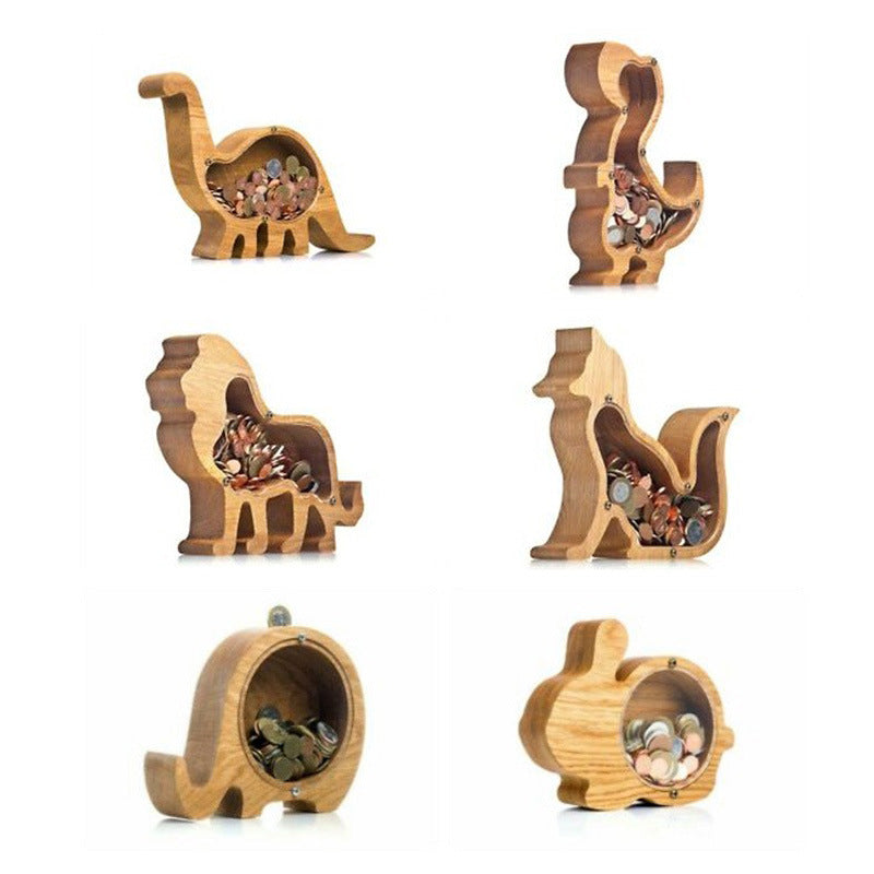 Wooden Animal & Alphabet Piggy Bank – Kids Holiday Gift, A–Z & Animal Styles