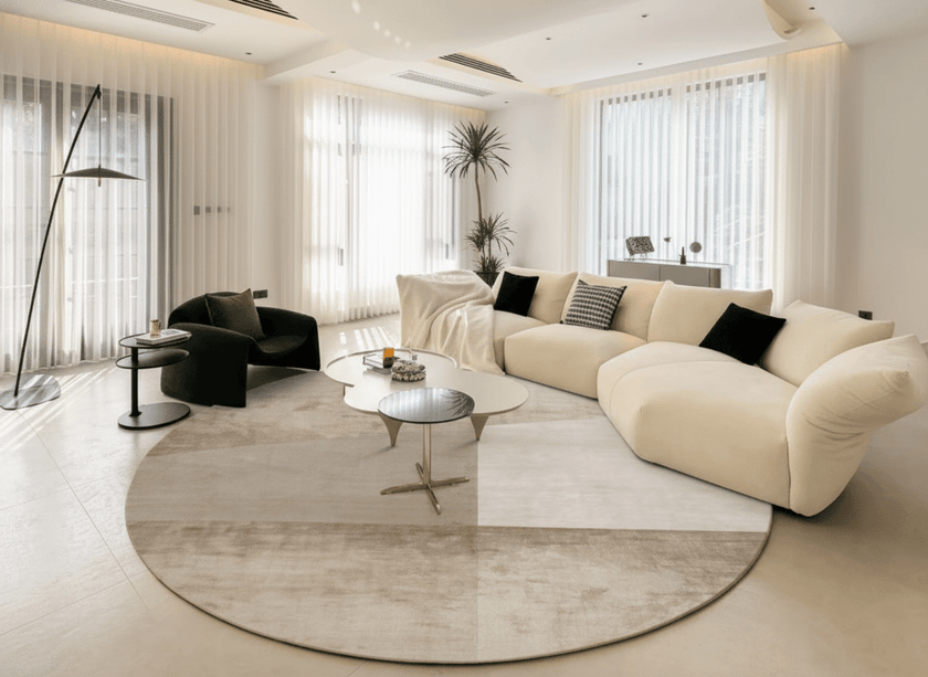 Earth-Tone Abstract Bamboo Silk Area Rug
