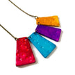 Multicolor Fringe Statement Necklace, Handmade Polymer Clay – Bold & Colorful