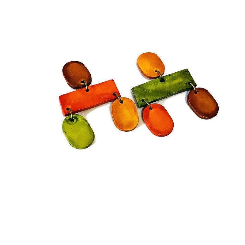 Earth Tone Statement Jewelry Set with Geometric Style