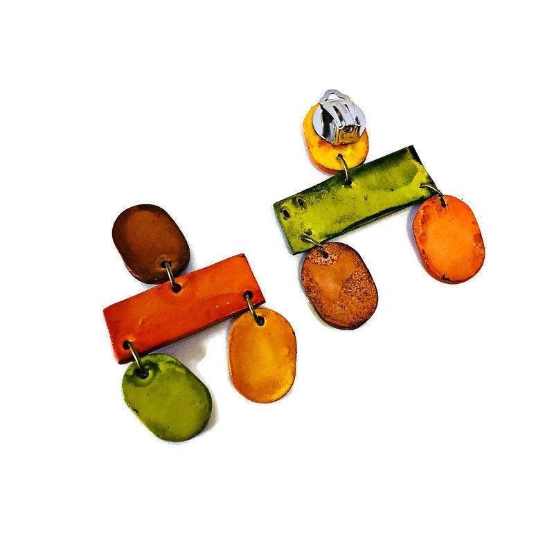 Earth Tone Statement Jewelry Set with Geometric Style