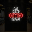 EAT SLEEP GYM REPEAT with dumbbell Neon Sign