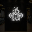 EAT SLEEP GYM REPEAT with dumbbell Neon Sign