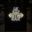 EAT SLEEP GYM REPEAT with dumbbell Neon Sign