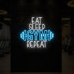 EAT SLEEP GYM REPEAT with dumbbell Neon Sign