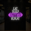 EAT SLEEP GYM REPEAT with dumbbell Neon Sign