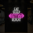 EAT SLEEP GYM REPEAT with dumbbell Neon Sign