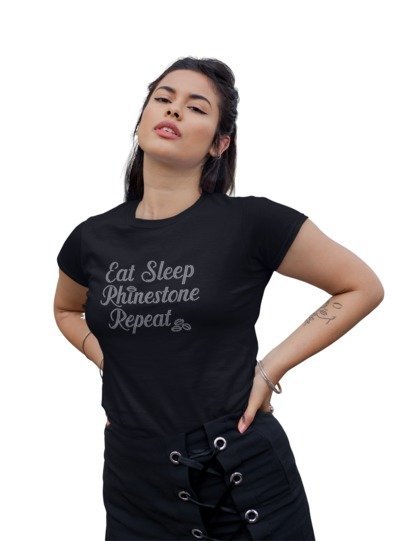 Eat Sleep Rhinestone Repeat Shirt – Funny Bling Lover Sparkle Tee | Blingdazzel