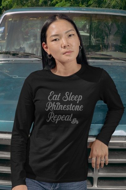 Eat Sleep Rhinestone Repeat Shirt – Funny Bling Lover Sparkle Tee | Blingdazzel