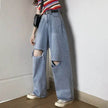 Oversized High Waist Ripped Jeans pant for Women