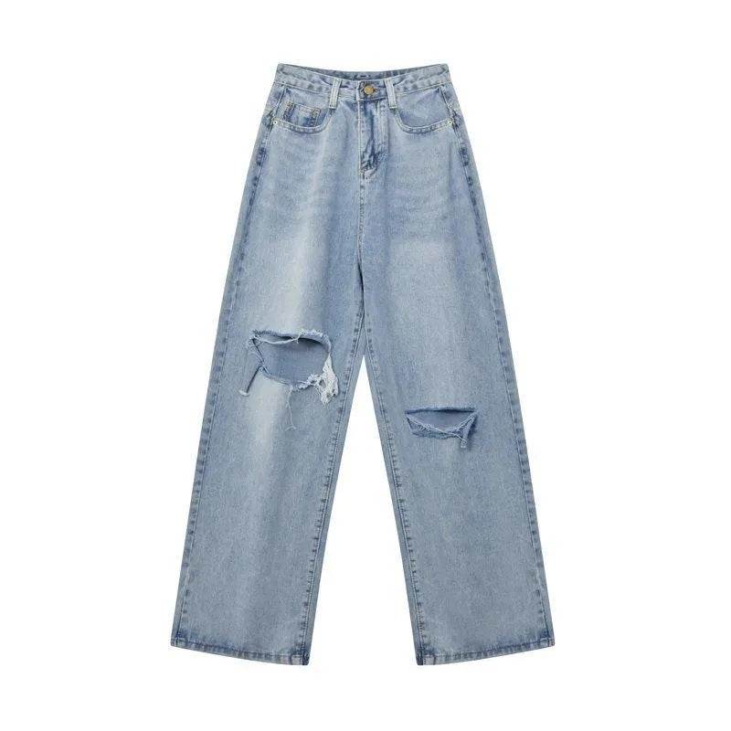 Oversized High Waist Ripped Jeans pant for Women