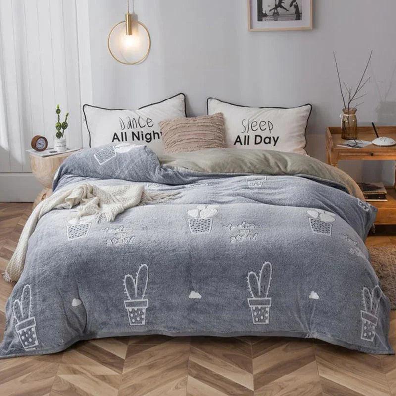 Plush Thick Snowflake Duvet Cover Single Piece Flannel