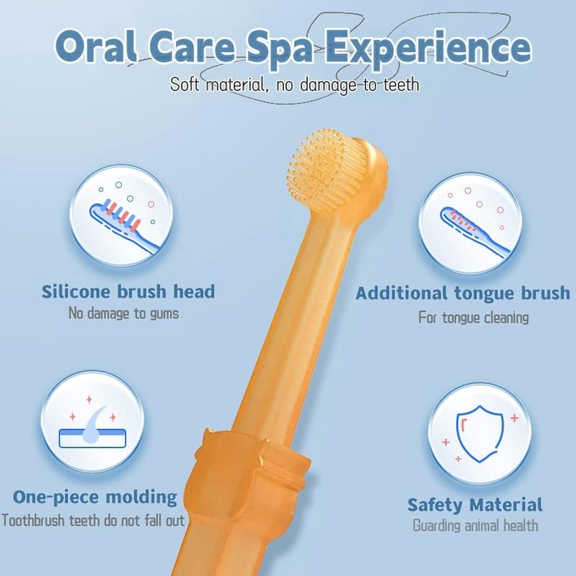 Silicone Pet Toothbrush Set – Double-Sided Dog & Cat Toothbrush with Tongue Cleaner