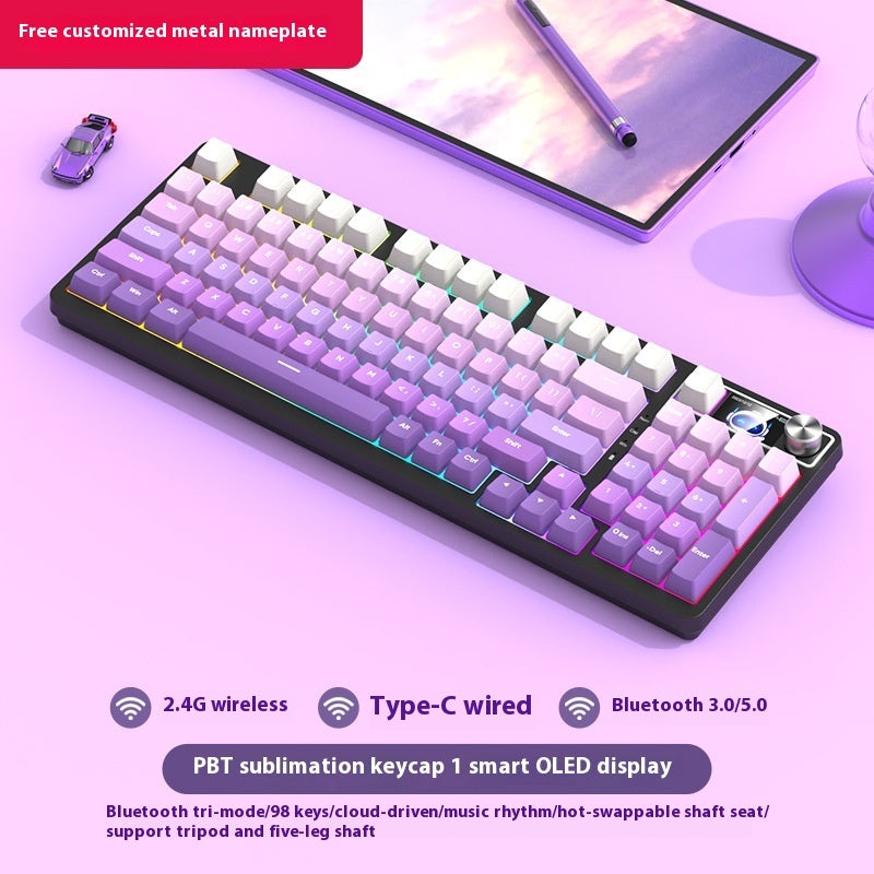98-Key Wireless Bluetooth Mechanical Keyboard – Triple-Mode Gaming & Office | 30 Styles