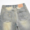 Distressed Scratches Denim Straight-leg Pants Men Jeans