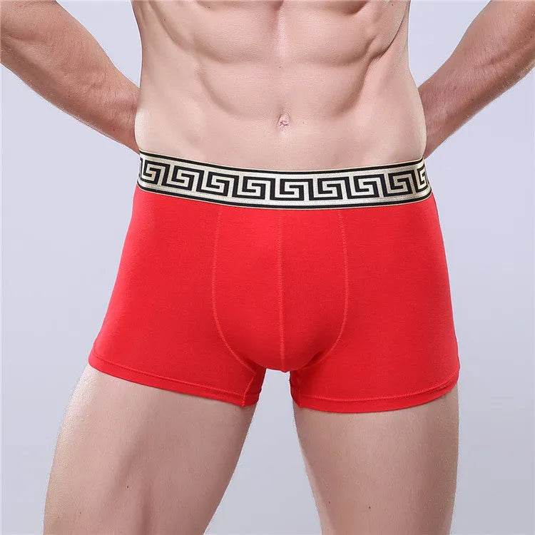 Men's Cotton Boxer Briefs Casual Solid Color Mid Waist underwear