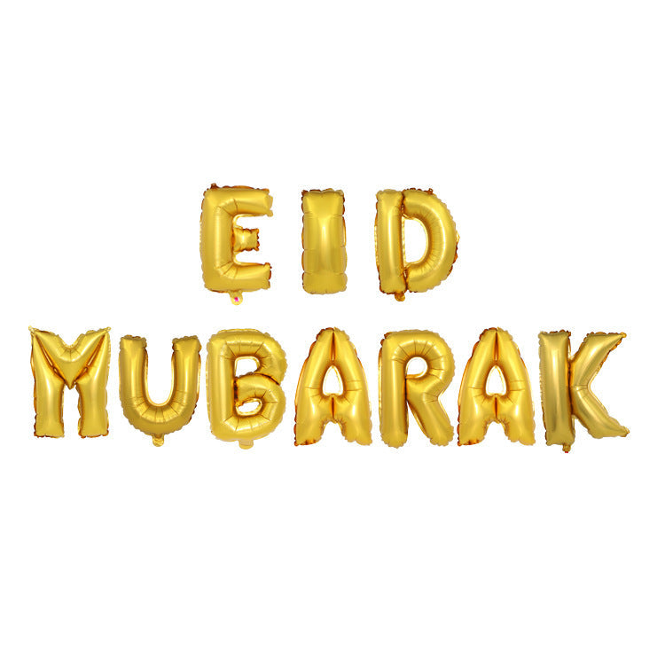Eid Mubarak Foil Balloon Set – Silver Gold Rose Gold Letter & Crescent Balloons
