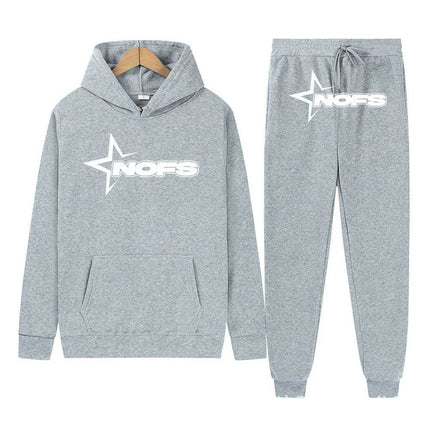 2 pcs Gothic Punk Rock Streetwear Hoodie Outfit set Unisex