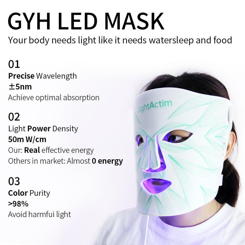 LED Light Therapy Silicone Facial Mask Acne Wrinkle Pigmentation Skin Rejuvenation