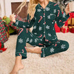 Holiday Pajamas Women's Lapel Cardigan Long Sleeve Pants Suit Women's