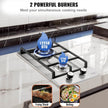 Gas Cooktop 12 Inch, Max 12250BTU 2 Burners Built-in Stainless Steel Gas Stove Top, LPG NG Convertible Dual Fuel Natural Gas Hob With Thermocouple Protection