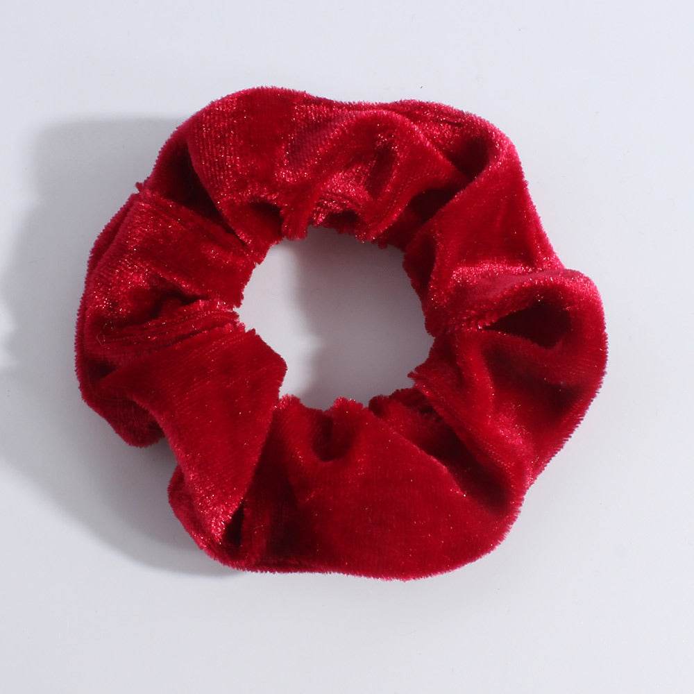 Women Knitted  Red Velvet Hair Scrunchies Hair Accesories