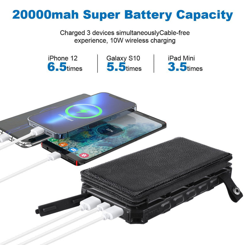 20,000mAh Foldable Solar Power Bank with Wireless Charging – 5 Colours