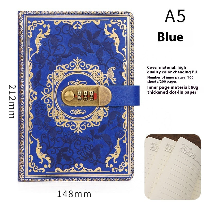 A5 Vintage Password Diary With Lock – Imitation Leather Journal