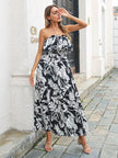 Women's Spring And Summer Casual Tube Top Floral maxi Dress beach travel resort dress