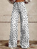 Women's Graphic Print Wide Leg Distressed Denim Pants – Plus Size Straight Leg Casual Jeans