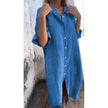 Women's Cotton Linen Shirt Dress – Loose Casual Button-Down A-Line Dress