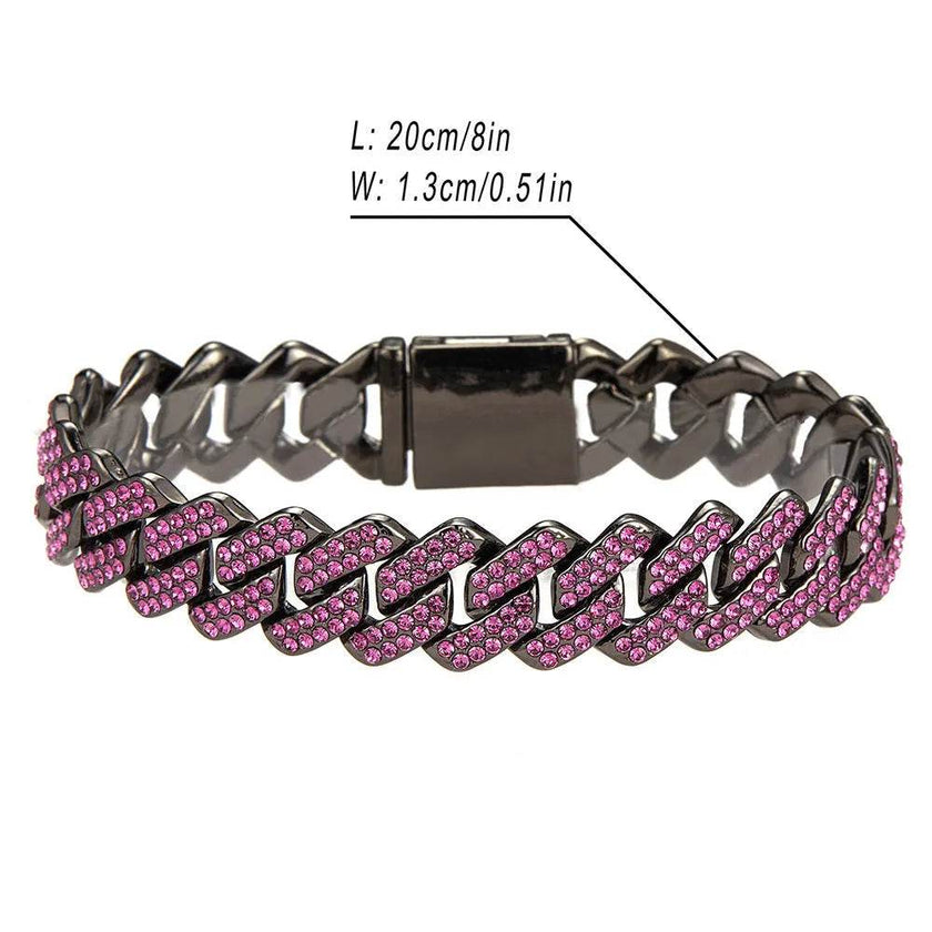 Box Buckle 14mm Bar Cuban Link Chain Bracelet and Necklace 2pcs