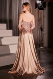 5 color avaible in OFF THE SHOULDER LACE & SATIN A-LINE DRESS
