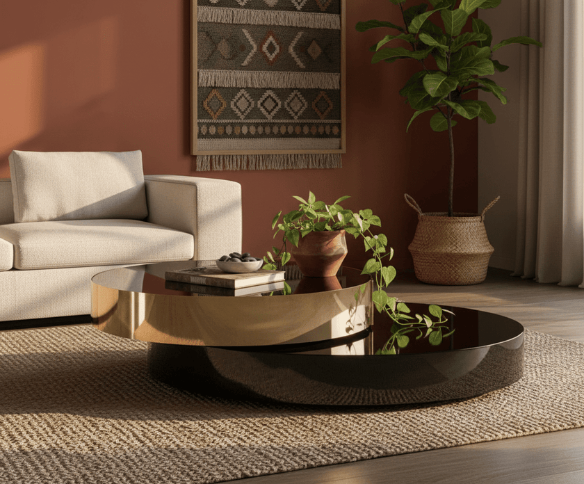 Eclipse Gold and Black Layered Coffee Table