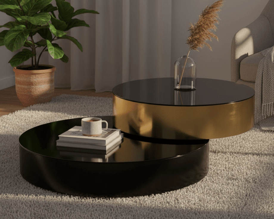 Eclipse Gold and Black Layered Coffee Table