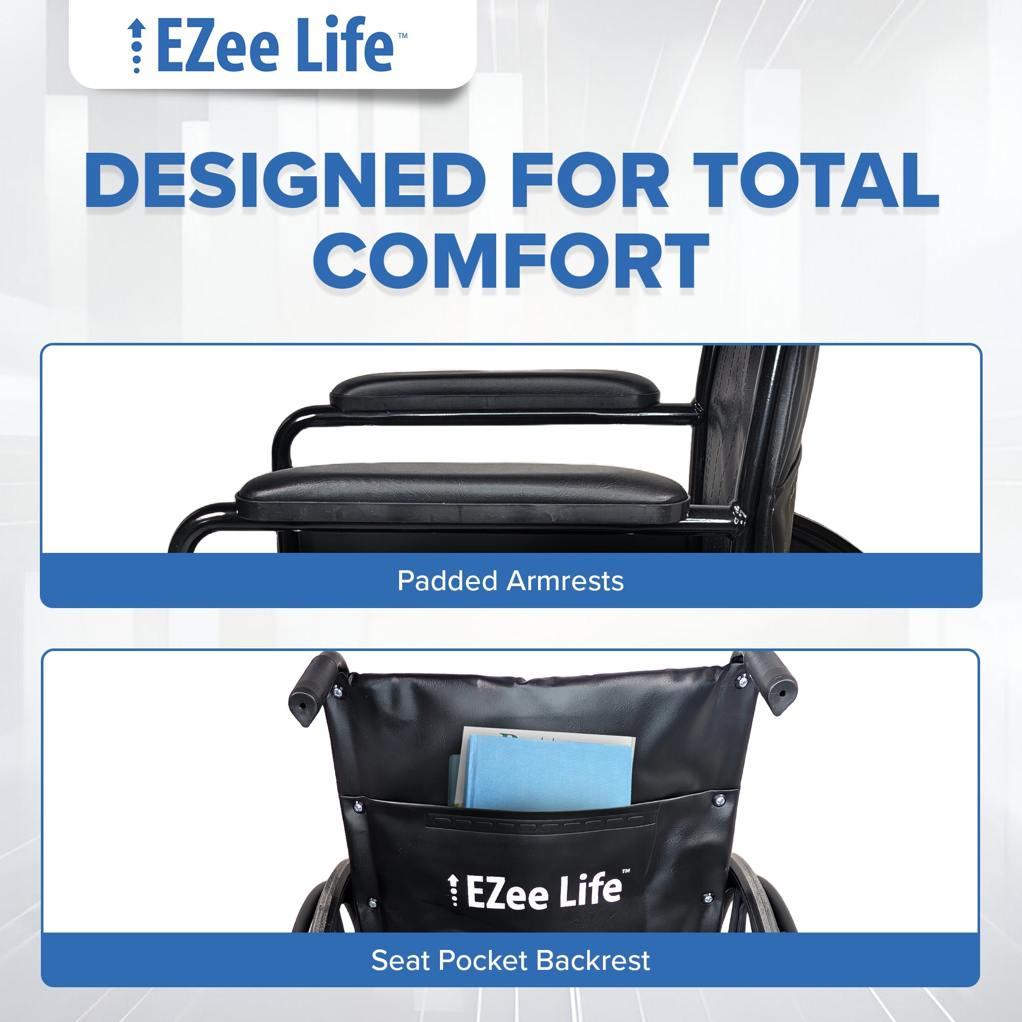 Economy Wheelchair 16″ or 18″ CH1090 | EZee Life Steel Frame | Buy in Canada